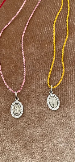 Diamond Miraculous Mary Silk necklace